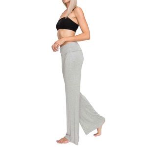 Poplooks grey yoga pants. Foldover, high waist. Rayon.
